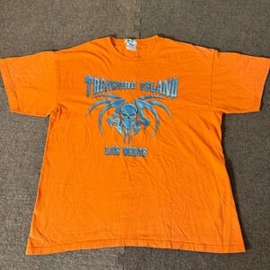 Vintage Treasure Island Las Vegas Skull Graphic T-Shirt‎ Orange Mens Large